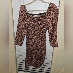 Jessica Simpson Black and Pink Floral Long Sleeve Dress